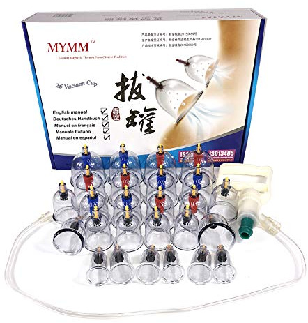 26*coppettazione, cromatura biomagnetica tradizionale cinese terapia set di coppettazione casa estrarre kit di Hijama a vuoto/massaggio cinese set di coppettazione medica Agopuntura di aspirazione