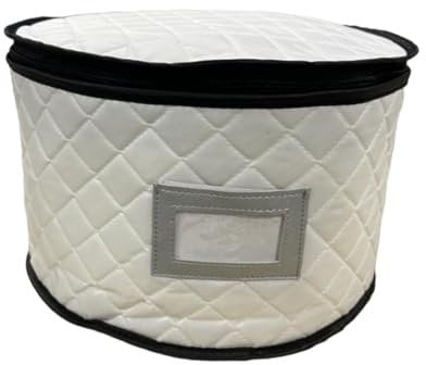 MagiDeal China Storage Container Plate Organizer Dish Storage Container Round Dinner Plate Quilted Case for Dinnerware Stemware Mugs, Beige M