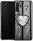 Premium Silikon Hülle kompatibel mit Huawei P30 Pro Handyhülle schwarz Case Holzoptik Herz Holz