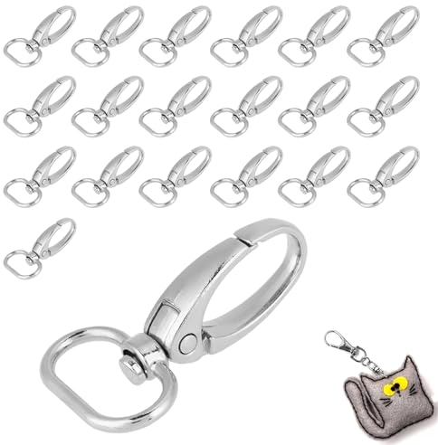 Cyrank 20 Stück Wirbelverschlüsse Lanyard Karabinerhaken, Wirbel Karabinerhaken mit Zinklegierungsmaterial, Karabiner Schlüsselanhänger für Schlüsselbänder, Schlüsselring, Karabinerhaken(20mm)