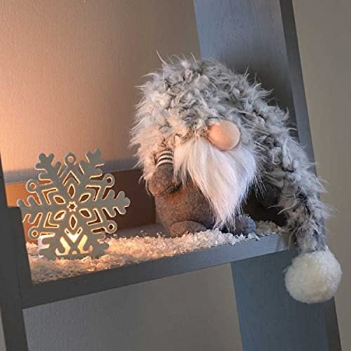 Marco Paul Christmas 40cm Grey Santa Gonk Furry Fabric Soft Touch Plush Festive Christmas Decorations Indoor Ornament Novelty Nordic Xmas Home Decoration Winter Santa Figure Home Decorations