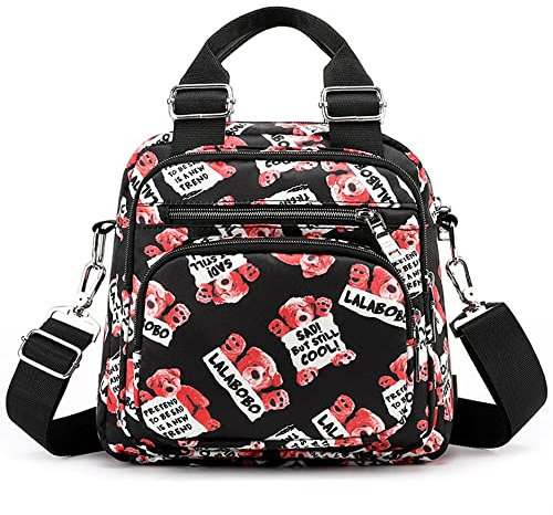 VARLIVOO Mode Damen Schultertasche Frauen Kleine Umhängetasche Rucksack Handtasche College Camping Reisen Taschen Crossbody Bag Wasserdichtes Polyester Bär