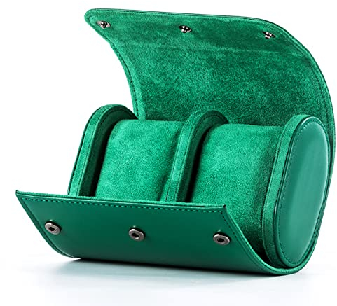 ACAREY Uhrenbox Schmuckkästchen Herren Damen Geschenk Reisen, Uhrenrolle Vintage Uhrengehäuse, Handgemachte Mehrzweck Uhrenrolle Schmuck Aufbewahrung, Und Frauen Uhrenrolle (Zwei grüne)