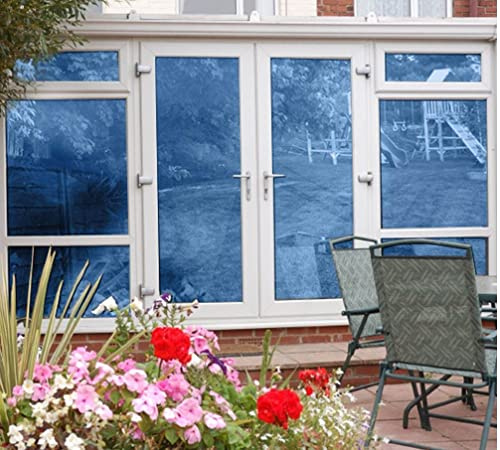 PSSC Window Film Reflective One Way Mirror and Solar Control Privacy Glass Tint Steel Blue 1m x 152cm