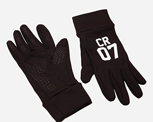 Varsany Personalised Football Gloves for Young Adult Teens - Waterproof, Touch Screen, Breathable, Anti-Slip - Gloves for Cycling, Running (Black, Small)