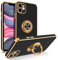 GUAGUA iPhone 11 Case,iPhone 11 Phone Case with 360° Ring Holder Slim Shockproof Support Magnetic Car Mount Kickstand Women Men Non-Slip Protective Phone Cover for iPhone 11 6.1 inch, Black/Gold