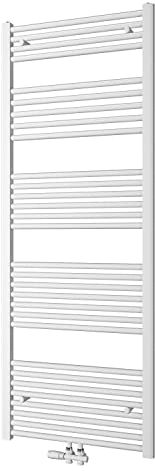 S'AFIELINA Radiateur de Salle de Bain 1600 x 600 mm, 761W, Sèche-Serviettes à Raccordement Central pour Eau Chaude, Surface recommandée : 7 m², Blanc