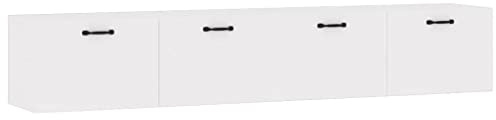 vidaXL 2x Wall Cabinets Living Room Furniture Wall Storage Unit Floating CD Display Hanging Cabinet with Door White Engineered Wood