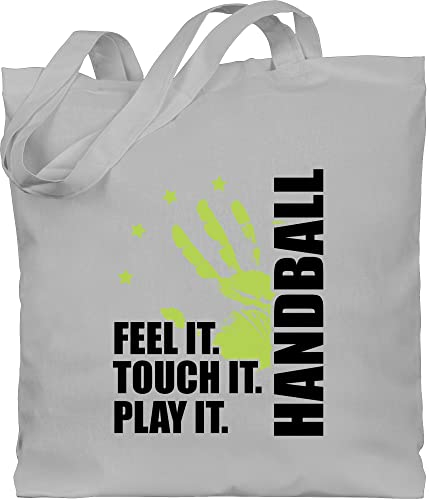 Baumwolltasche - Handball WM 2023 Trikot Ersatz - Feel it. Touch it. Play it. - schwarz - Unisize - Hellgrau - handballer jutebeutel hanball stoffbeutel halbball handball. handball, beachhandball