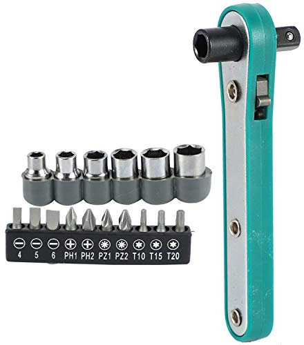 Lodokdre 17 in 1 Set di driver chiave in acciaio al cromo vanadio Set di cacciaviti Torx Set di cacciaviti a cricchetto Chiave dinamometrica Bit piatte Socket
