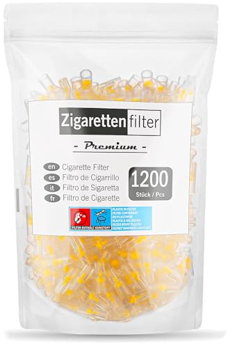 THOMETZKI Premium Zigarettenfilter - 1200er Pack, Hochwertige Anti-Teer Aufsätze, Nikotinstopp, Universal 7.5-8mm Kompatible Kunststoff-Spitzen, Effiziente Filterung, BPA Frei