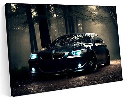 Printonia Bilder Leinwandbild 120x80cm BMW 5er e60 Auto Sport Forest Neon Tuning