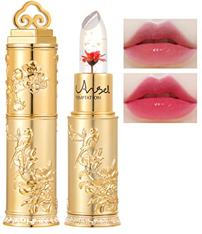 LuckNest Gelee Lippenstift mit Blume Drin, Magischer Temperatur PH Farbwechsel Lippenstift, Wasserdichte Langlebige Lippenbalsam Pflegender Lippenstift Kosmetik Make up Geschenk (#3)