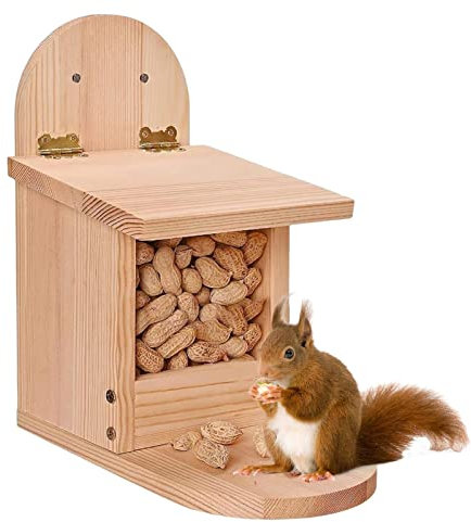 Futterstation aus Holz für Eichhörnchen | Futterstation aus Holz für Tiere, Futterbox für Eichhörnchen Tamia für Garten im Freien, installiert auf einem Zaun oder Baum/4733