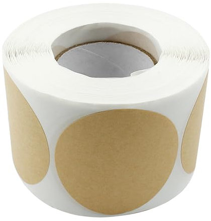 LifCratms Lot de 500 autocollants ronds vierges en papier kraft de 5,1 cm pour marquage et organisation (500 pièces par rouleau)