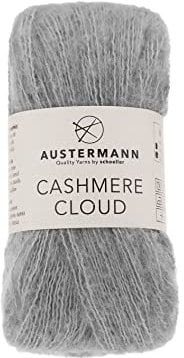 austermann Cashmere Cloud - Kaschmir Wollmischung zum Stricken - Lauflänge 180m je 25g Knäuel Farbe 06 - Silber