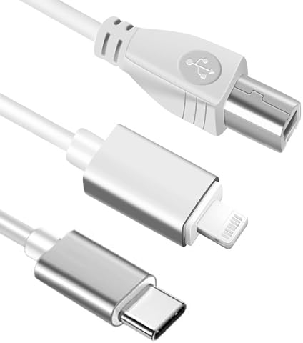 SZBJSMF USB B to Midi Cable, 1 m OTG Cable for iPhone, iOS, Compatible with Piano, Keyboard, Audio Interface