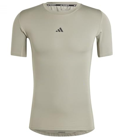 adidas Men's Techfit Compression Training T-Shirt, Silver Pebble, XL