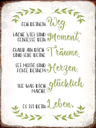 Ontrada Blechschild 30x40cm gewölbt geh deinen Weg lache viel Schild