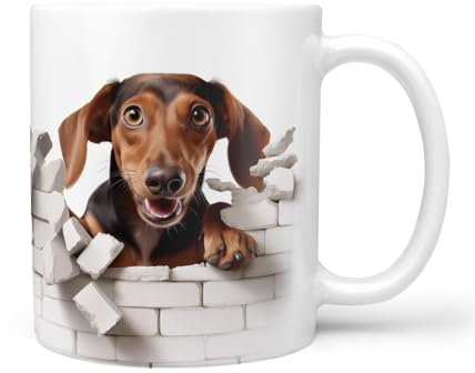 Hunde-Tasse: brauner Dackel, Liebe zum Haustier | Kaffee-Tasse | Geschenk für Hundeliebhaber Hundebesitzer | Haustierliebe | Geschenkidee | Keramik 330ml | Geschenktasse