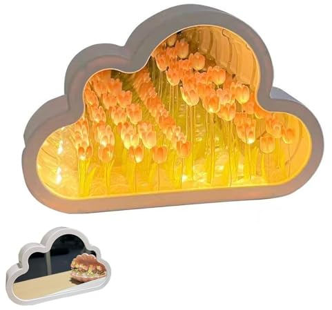 Xinlie Tulpe Nachtlicht DIY Materialpaket 2 in 1 Spiegel Geschenk LED Blumen-Nachtlicht Zimmer Deko Aesthetic Wohnzimmer-Nachttisch-Desktop-Ornamente,Nachttischlampe für Heimdekoration,Schlafzimmer