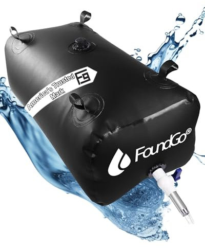 FoundGo 605L/160gal Water Storage Bladder Emergency Water Storage Tank, Large Capacity Water Containers, Portable Vinyl Water Storage Barrel for Outdoor/Survival/RV/Garden (Black)