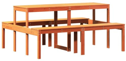 vidaXL Picknicktisch Wachsbraun 160x134x75 cm Massivholz Kiefer