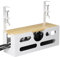 Punmoy Under Desk Cable Management Box with Lid, Large Desk Cable Management Tray, Cord Organizer for Desk with Adjustable Clamps for Home and Office
