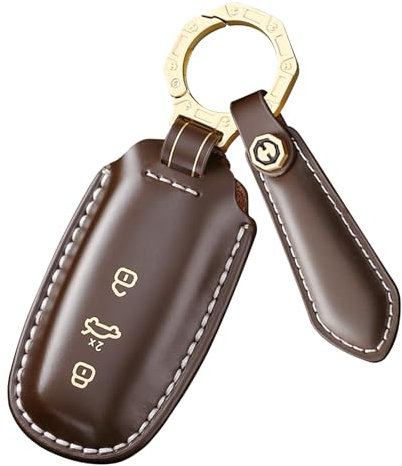 ontto Premium-Leder-Schlüsselanhänger-Hülle, passend für Audi 2018–2024 Schlüssel-Fernbedienung, Autoschlüssel-Hülle, Braun
