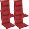 DILUMA Hochlehner Auflage Luxor 120x50 cm mit Kopfpolster Rot 4er Set - Luxus Stuhlauflage mit 8 cm Polsterung
