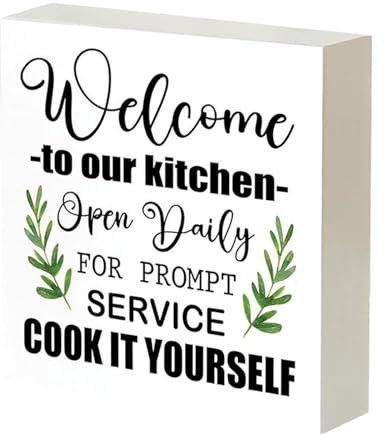 Panneau « Welcome To My Kitchen » - Panneau de bois « Welcome To Our Kitchen Open Daily » - Décoration rustique pour étagère, comptoir