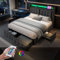 Zepneiy Bett 140x200 mit LED und USB C, Polsterbett 140x200 cm mit Kopfteil und 4 Schubladen, Doppelbett mit Lattenrost, Stauraumbett Hydraulisches Jugendbett Bettgestell Grau(Ohne Matratze)
