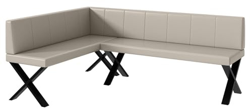 MEBLINI Eckbank für Esszimmer - Küchenbank - Essecke - Sitzecke Küche - Peter - X-Beine 142x196x87cm Links - Beige Kunstleder