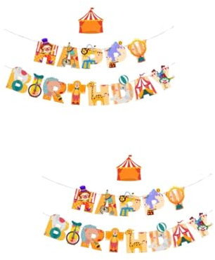 TOYANDONA 2stücke Clown-thema Papierbanner Für Karnevalsparty Lustige Und Dekorative Wanddekoration Für Kindergeburtstagsfeiern Fotohintergründe Und Mehr