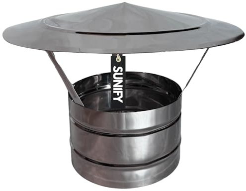150mm SUNIFY Chapeau De Cheminée Acier Inoxydable Capuchon Anti-Pluie INOX 304 Conduit Fumée Couvercle Protecteur Tuyau Vent Sommet Pare-Pluie Abri Chapeau Métallique