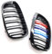 Kacepar Rejilla frontal de riñón, doble listón, parachoques delantero, parrilla compatible con BMW E46 de 2 puertas 2003-2006, negro brillante y color M