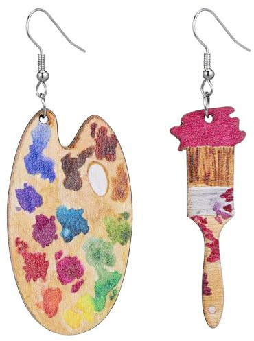 VALICLUD Künstler Holz Ohrringe Für Damen Bunte Baumelnde Schmuckstücke Boho Style Ohrhänger Perfekt Für Partys Bankette Und Alltag