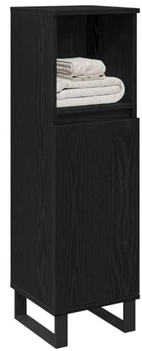 vidaXL Badezimmerschrank Schwarz Eichen-Optik 30 x 30 x 100 cm | Bietet viel Platz zum Verstauen von Dingen, Einfaches und funktionales Design mit klaren Linien,
