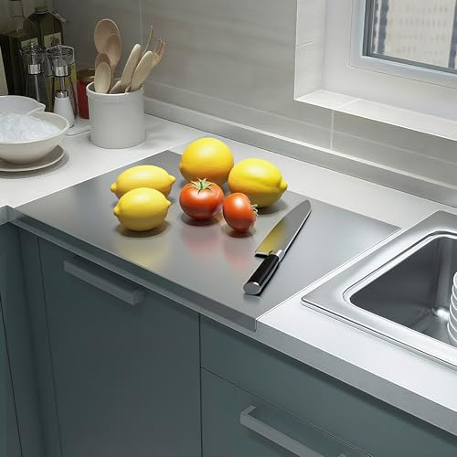JanYoo Arbeitsplatte Knetbrett Edelstahl Titan Schneidebrett 40x30CM, 2mm Dicke Titanium Cutting Board, Küchenplatte mit Anschlagkante für Küche Schneiden Fleisch Gemüse Obst, Kneten Brot