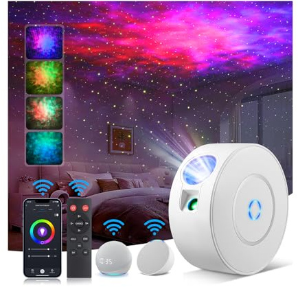 Aurviv Smart Sternenhimmel Projektor, WLAN Galaxy Projector mit Fernbedienung, App & Sprachsteuerung, Planetarium Projector for Room Decor, Sternenprojektor für Kinder Erwachsene