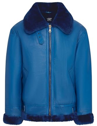 Infinity Leather Uomo Blu B3 RAF Montone Shearling Volante Pelle Aviatrice Bomber Giacca