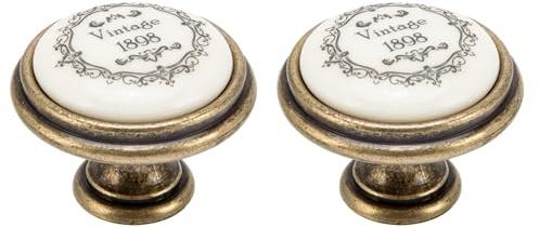 cyclingcolors 2x bouton de tiroir finition laiton porcelaine céramique 35 mm meuble vintage antique style porte poignée commode armoire maison avec vis