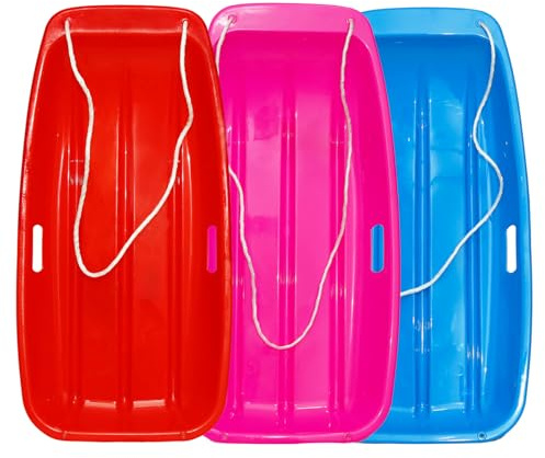 Rodel-Schneeschlitten aus Kunststoff für Erwachsene und Kinder, langlebig, kältebeständig, flexibles Design, Platz für 1–2 Fahrer, mit Zugseil und Griffen, für Winter-Outdoor-Sport, 89,9 cm