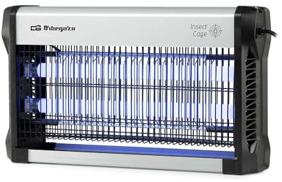 Mata Insectos Orbegozo MQ 5530. Ecológico y fácil de Usar. Carcasa de Aluminio y Laterales de Resina PC/ABS. Uso Interior. Potencia 5w. Área de acción 50m2. 34x9x28,5cm. Cadena para Colgar. 220-240v~