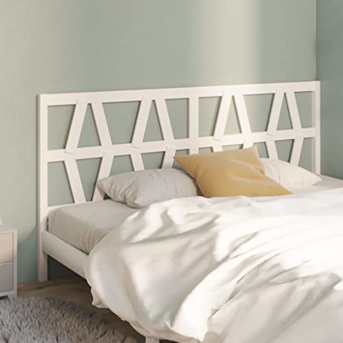 QJBSAVVA Kopfteil Weiß 206x4x100 cm aus Massivholz Kiefer Modernes Lattendesign Robuste Schlafzimmer Rückenlehne zum Lesen & Relaxen für Bett 200 cm Breite