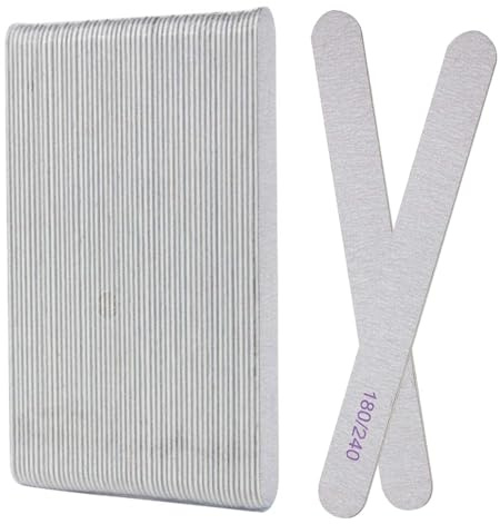 50PCS Nail Files 180/240 Grit for Acrylic and Natural, for Home and Salon | Sandpaper and Wood Materials,7x0.75x0.08,Emery Boards Suitable for Artificial Nails, Natural Nails, Toenails and Pet Nails