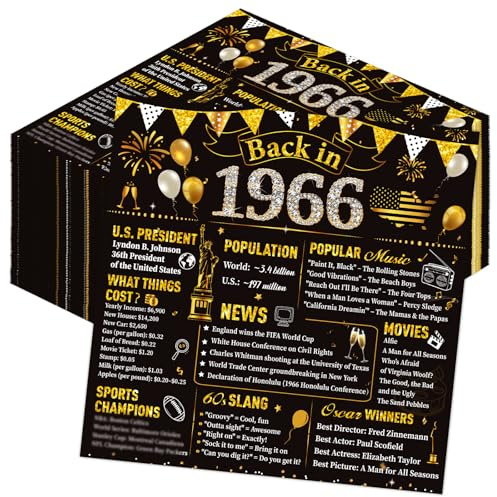 Yomover Servietten 60 Geburtstag Mann Frau, 50 Stück Back in 1966 Deko 60. Geburtstag Papierservietten, Schwarz Gold Tischdeko Party Servietten Für Männer Und Frauen