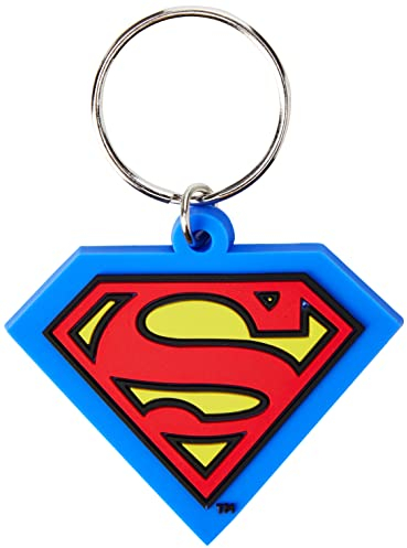 DC Comics Superman - Shield, Schlüsselanhänger aus Gummi, 4.5 x 6 cm