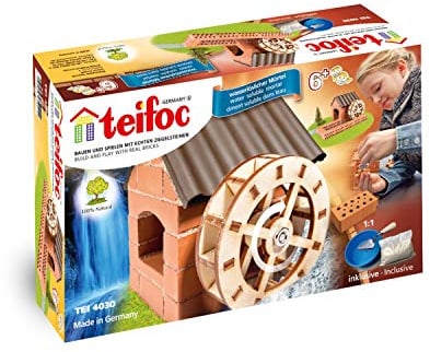Teifoc TEI 4030 Steinbaukasten - Wassermühle, Bastelset für Mädchen und Jungen aus Mini Ziegelsteinen, Motorikspielzeug für Kinder ab 6 Jahren, Kinderspielzeug, Montessori