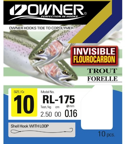 Owner Forellen Haken Fluorocarbon 150cm blau - 6 Forellenhaken, Gr./Durchmesser/Tragkraft:Gr. 8/5.8kg /0.25mm